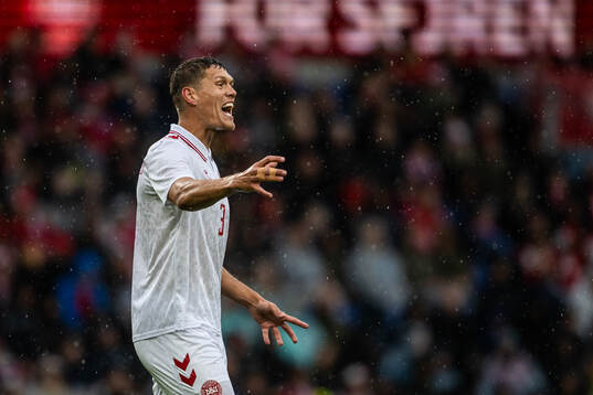 Jannik Vestergaard of Denmark reacts