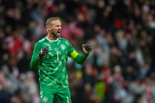 Goalkeeper Kasper Schmeichel of Denmark celebrates