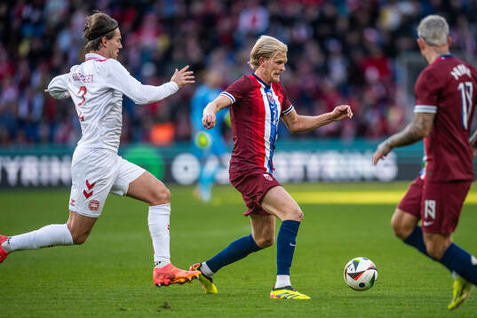 Jannik Vestergaard of Denmark and Morten Thorsby of Norway