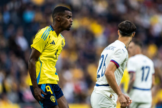Alexander Isak of Sweden reacts