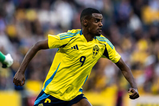 Alexander Isak of Sweden reacts