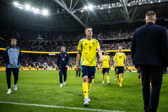 Emil Holm of Sweden looks dejected
