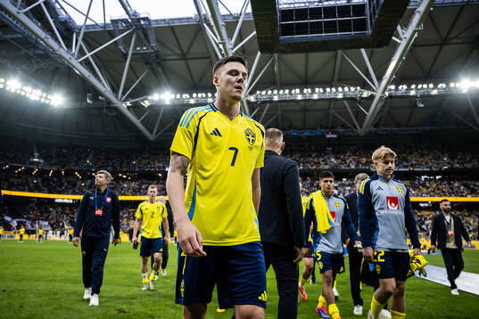 Emil Holm of Sweden looks dejected