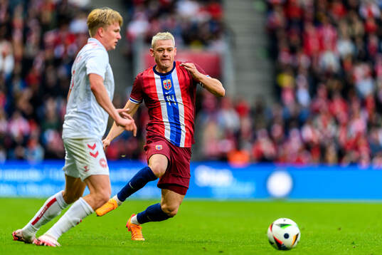 Victor Kristiansen of Denmark and Julian Ryerson of Norway