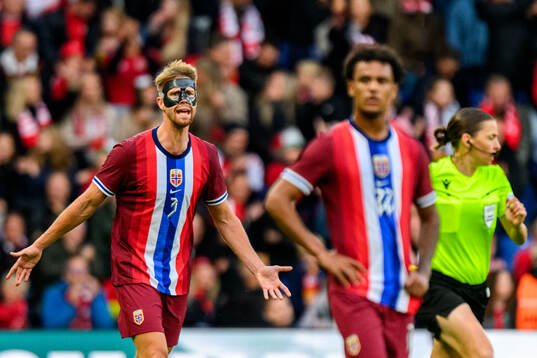 Kristoffer Ajer of Norway reacts