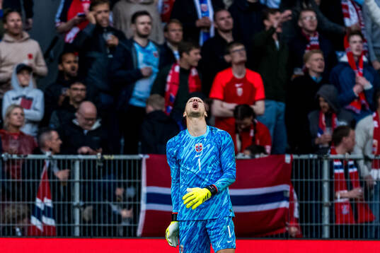 Goalkeeper Ørjan Håskjold Nyland of Norway looks dejected