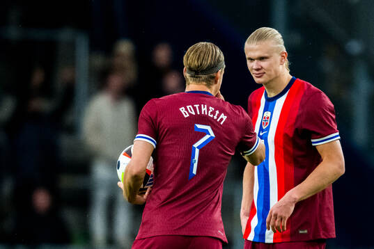 Erik Botheim and Erling Braut Haaland of Norway