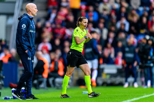 Head coach Ståle Solbakken of Norway and referee