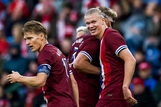 Erling Braut Haaland of Norway celebrates scoring 2-1