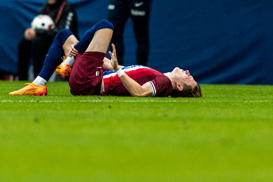 Sander Berge of Norway in pain