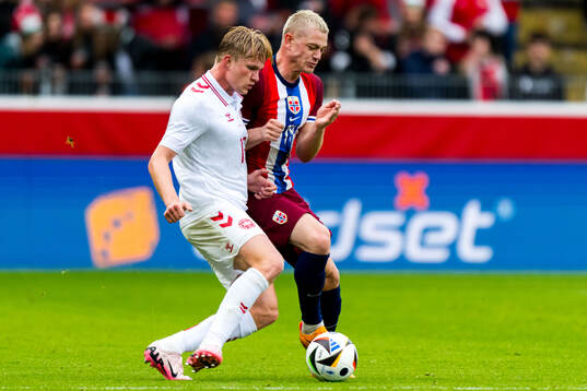 Victor Kristiansen of Denmark and Julian Ryerson of Norway