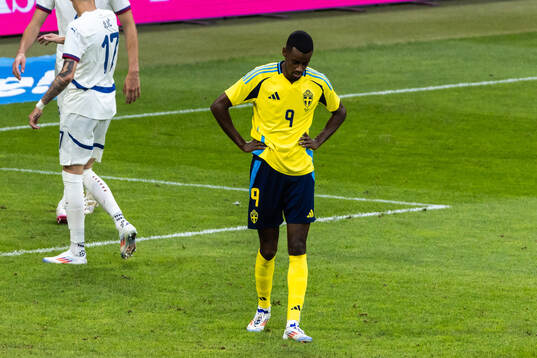Alexander Isak of Sweden looks dejected