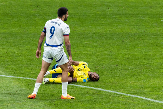 Isak Hien of Sweden in pain