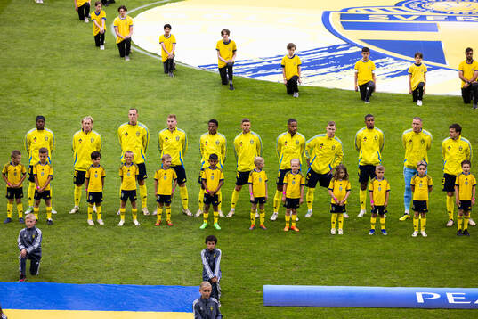 Players from Sweden in a lineup
