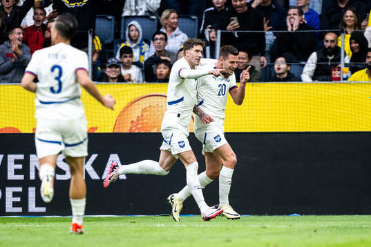 Dusan Vlahovic and Sergej Milinkovic-Savic of Serbia