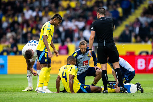 Isak Hien of Sweden in pain