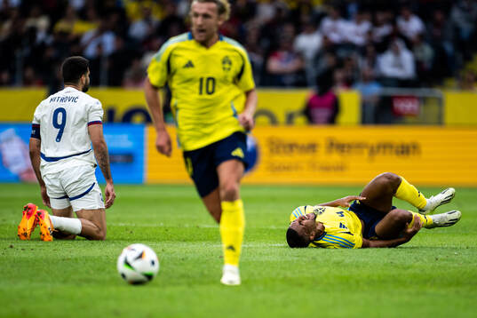 Isak Hien of Sweden in pain