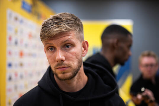 Anton Saletros and Alexander Isak of Sweden
