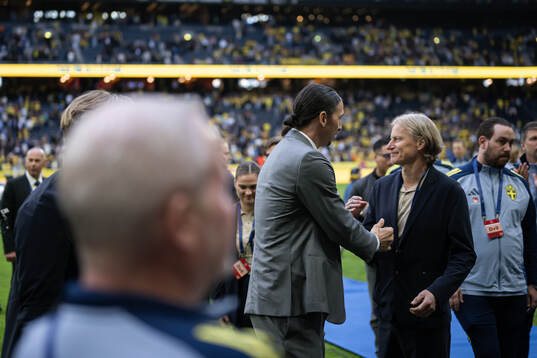 Zlatan Ibrahimovic and Stefan Pettersson, team manager of