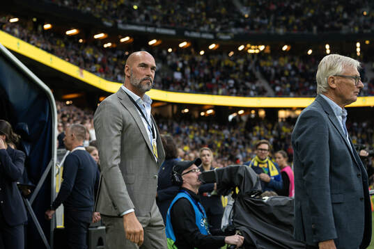 Daniel Majstorovic enters the pitch at a ceremony to honor