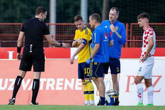 Jacob Ondrejka of Sweden in pain