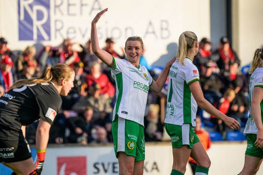 Hammarbys Thea Sørbo och Ellen Wangerheim jublar