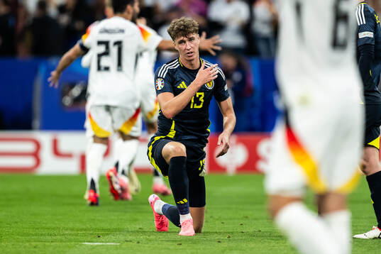 Jack Hendry of Scotland looks dejected
