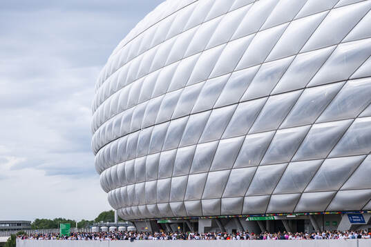 Spectators outside Munich Football Arena