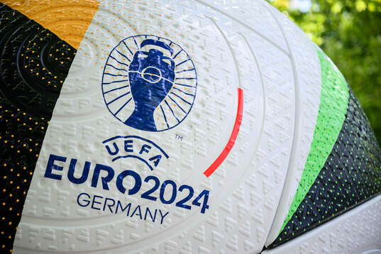 The Euro 2024 logotype outside of BVB Stadion Dortmund