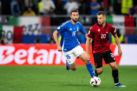 Bryan Cristante of Italy and Ylber Ramadani of Albania