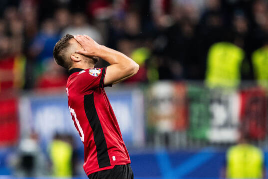 Ylber Ramadani of Albania reacts