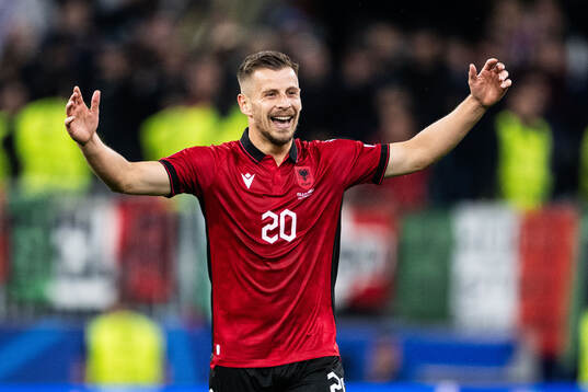 Ylber Ramadani of Albania reacts