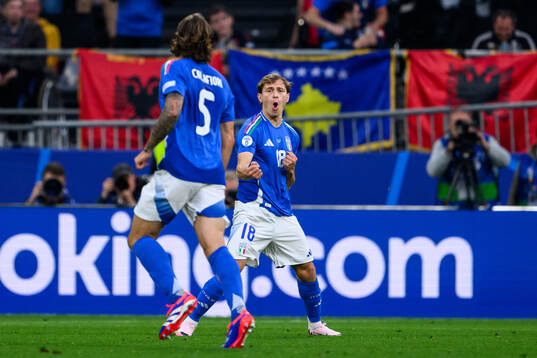 Nicolo Barella of Italy celebrates