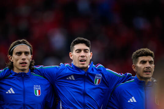 Riccardo Calafiori, Alessandro Bastoni and Giovanni Di