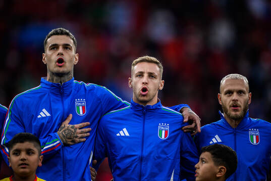 Gianluca Scamacca, Davide Frattesi and Federico Dimarco of