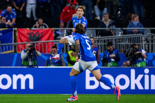 Nicolo Barella of Italy celebrates