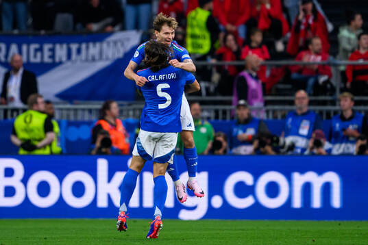 Nicolo Barella of Italy celebrates