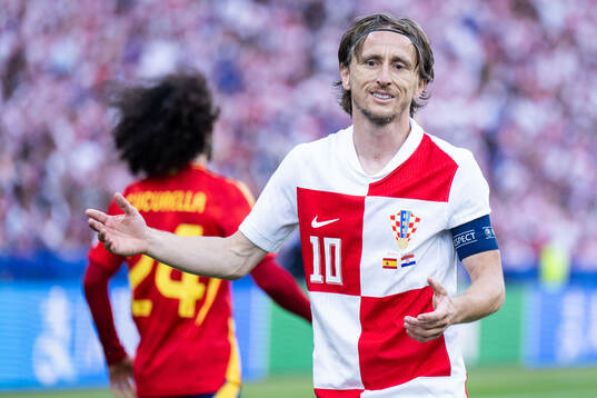 Luka Modric of Croatia reacts