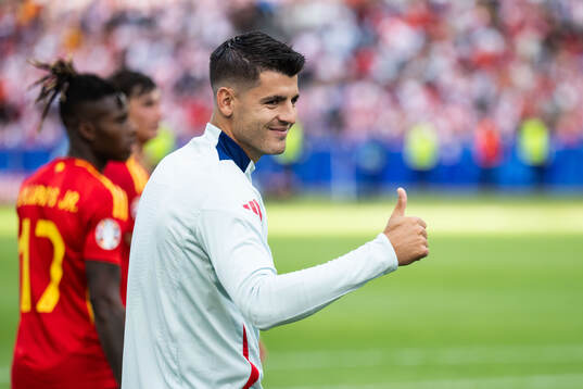 Alvaro Morata of Spain celebrates