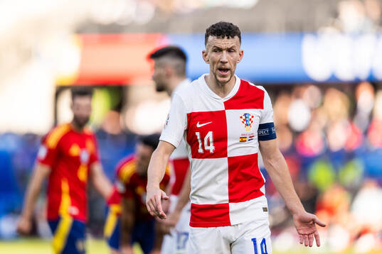 Ivan Perisic of Croatia reacts