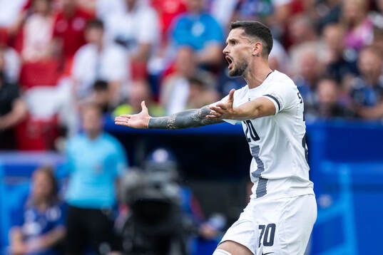 Petar Stojanovic of Slovenia reacts