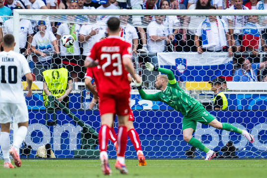 Goalkeeper Kasper Schmeichel of Denmark