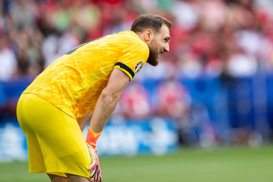 Goalkeeper Jan Oblak of Slovenia in pain