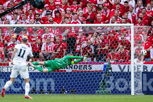 Goalkeeper Kasper Schmeichel of Denmark