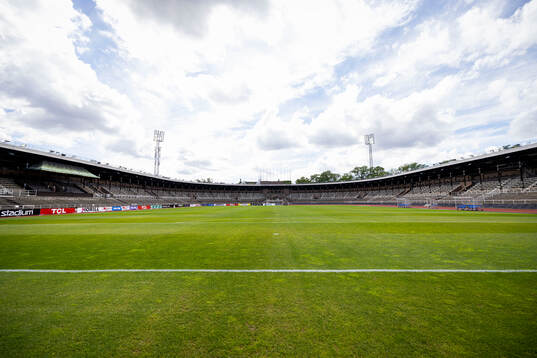 Generell vy på Stockholm Stadion innan fotbollsmatchen i