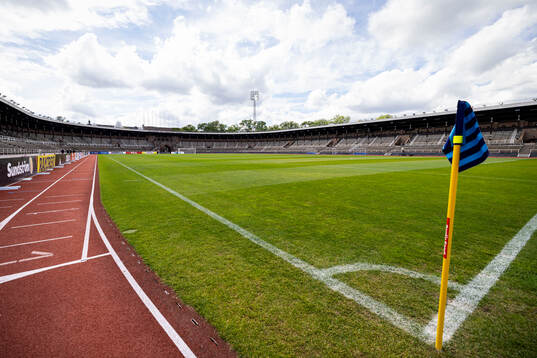 Generell vy på Stockholm Stadion innan fotbollsmatchen i
