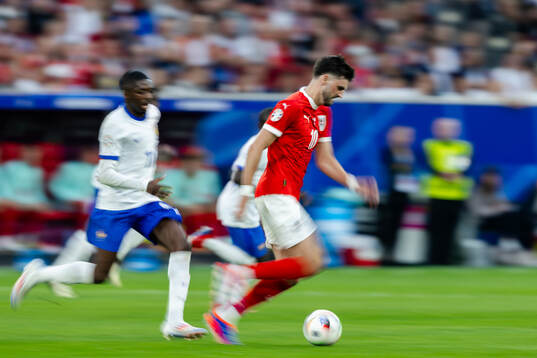 Ousmane Dembele of France and Florian Grillitsch of Austria