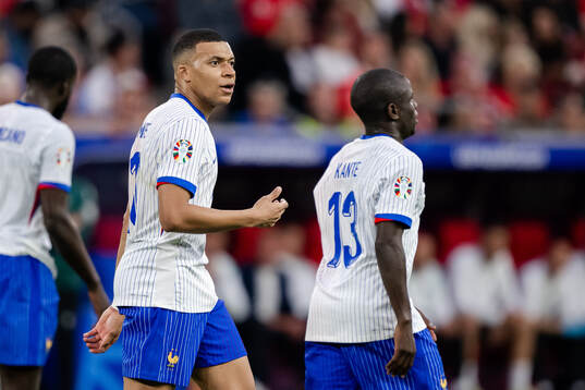 Kylian Mbappé of France celebrates the 0-1 goal