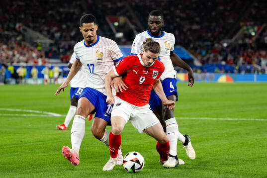 William Saliba and Dayot Upamecano of France against Marcel