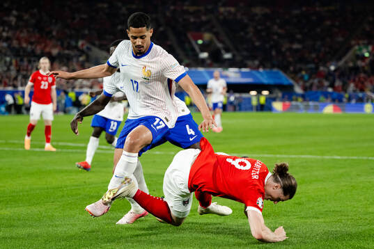 William Saliba of France against Marcel Sabitzer of Austria